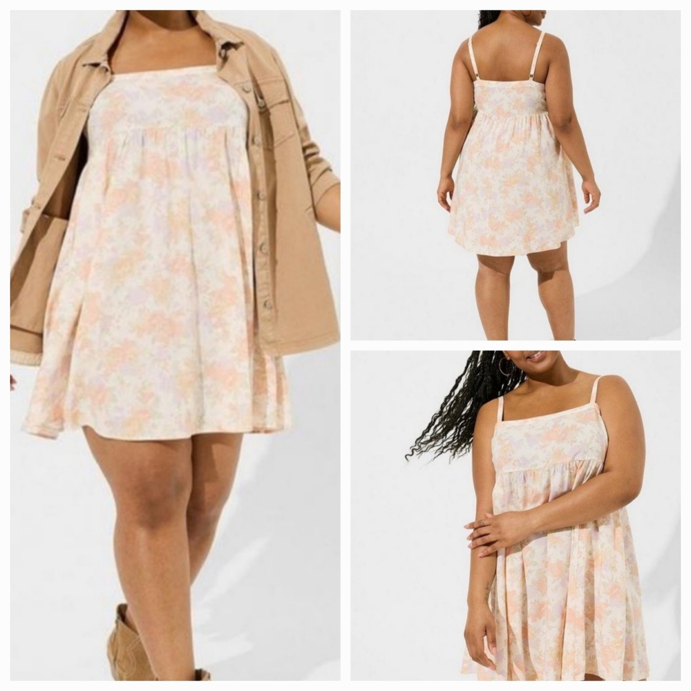 Torrid Mini Challis Sleeveless Sundress Lush Floral Dew